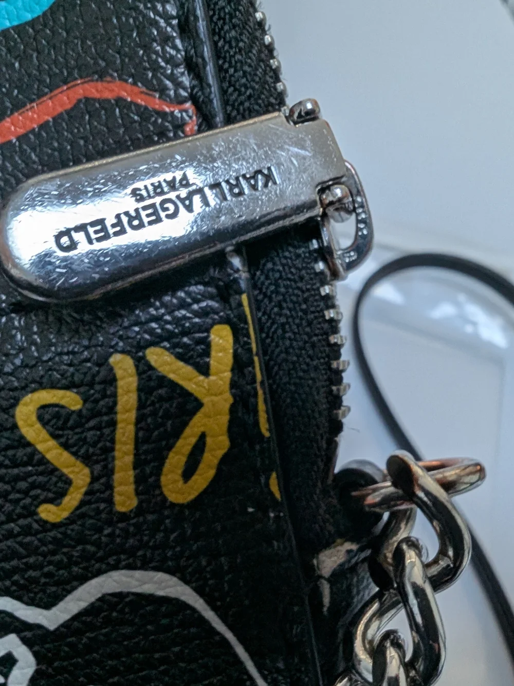 Karl Lagerfeld Black Graffiti Crossbody Phone Pouch